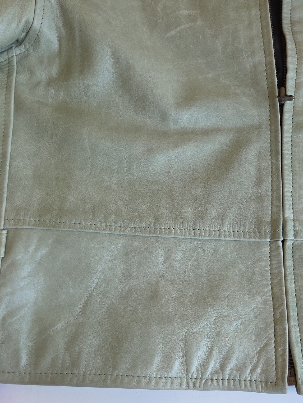 Vintage Roots Leather Green Moto Style Classic Jacket 8 Distressed Leathers - Picture 4 of 6
